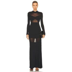 STAUD Black Sheer Panel Dress